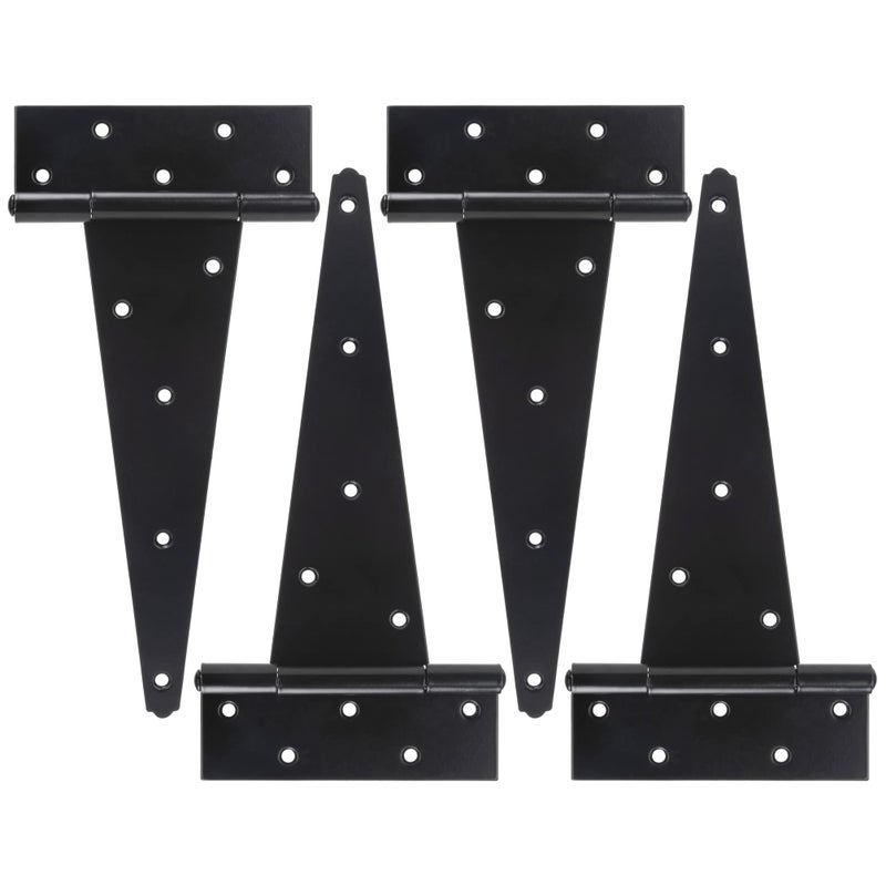 SANKINS 12 Inch T-Strap Shed Door Hinges Heavy Duty, Black Tee Hinge for Wooden Fences, Yard Door, Barn Door Gates, Wrought Hardware Rustproof, 4PCS - Image 1